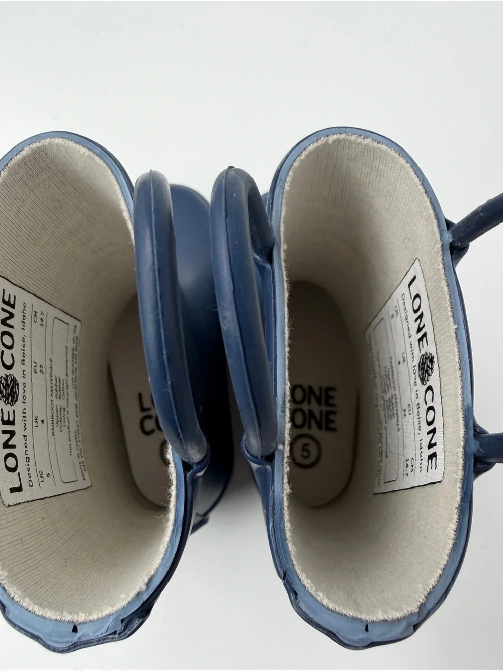 Lone Cone Toddler Unisex Rubber Rain Boots Matte Ribbon Blue Size 5